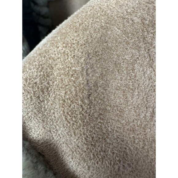 Womens XL Penny Lane Tan Faux Suede Maxi Hooded Full Length Faux Fur Trim Coat - Picture 12 of 15